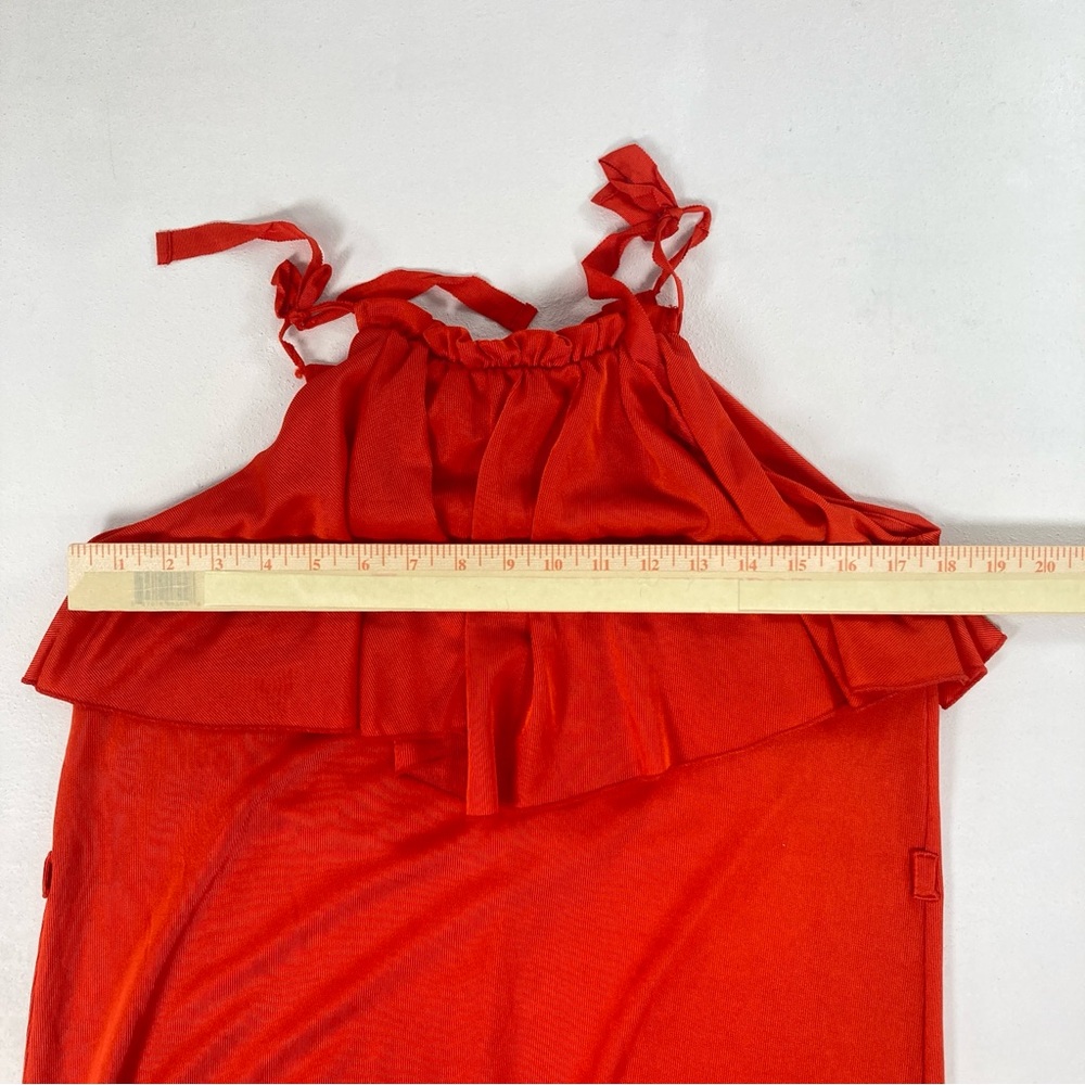 Free People Orange Coco S/P Maxi Dress Ruffle Tie Straps  chic boho Beach Summer - Picture 9 of 16
